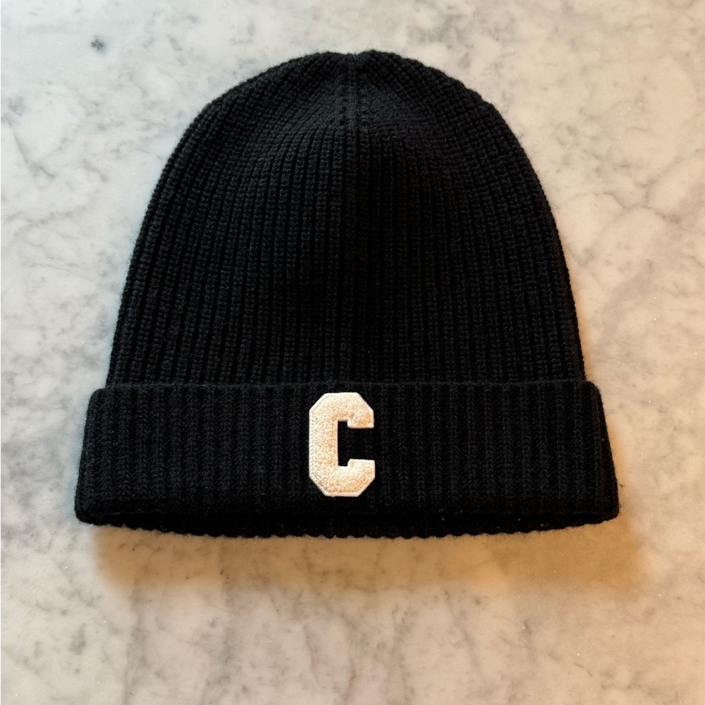 CELINE “C” Logo-Appliquéd Ribbed Wool Beanie